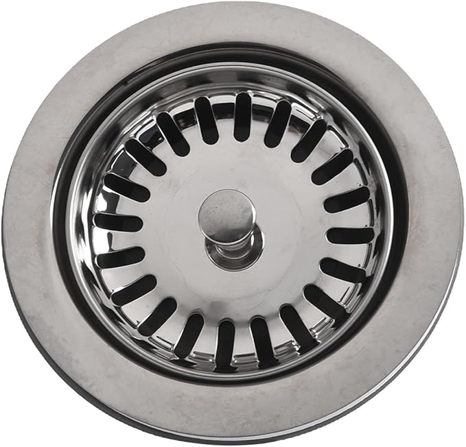 Stainless Steel Sink Drain Strainer with Double Filtering Design, 110mm Diameter Kitchen Basin Trap for Debris and Hair Catching, Durable PP and PVC Plumbing Fixture