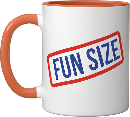 Fun Size Bold Retro Label Funny Candy Snack Humor Ceramic Mug, Orange/White