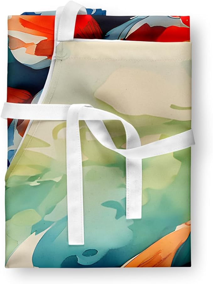 Caroline's Treasures Koi Fish Apron Cooking Kitchen Server Baking Crafts Gardening for Adult Women Men, Unisex, Large, Multicolor