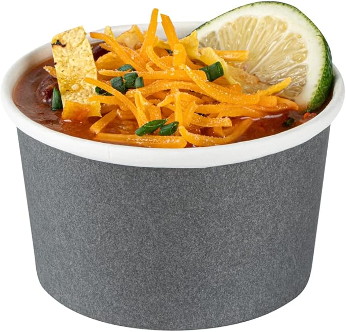 Coppetta 5-Ounce Dessert Cups, 50 Disposable Ice Cream Cups - Lids Sold Separately, Sturdy, Gray Paper Frozen Yogurt Bowls, For Hot And Cold Foods, Perfect For Gelato Or Mousse - Restaurantware
