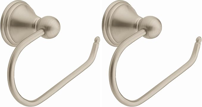 Moen Preston Collection Spot Resist Brushed Nickel Single Post Toilet Paper Holder, Wall Mounted Toilet Roll Holder, DN8408BN (Pack of 2)