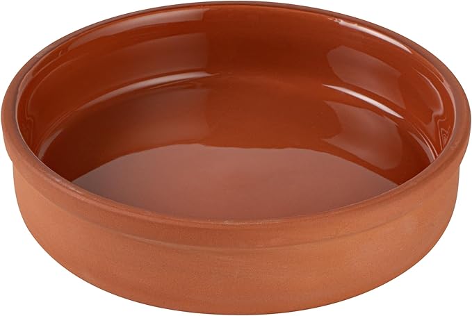 Restaurantware-Terra Tek 15.2 Ounce Terracotta Cazuelas, 2 Brown Glazed Clay Pots For Cooking - Oven-Ready, Microwavable, Terracotta Serving Pots, Dishwashable, For Cooking And Serving