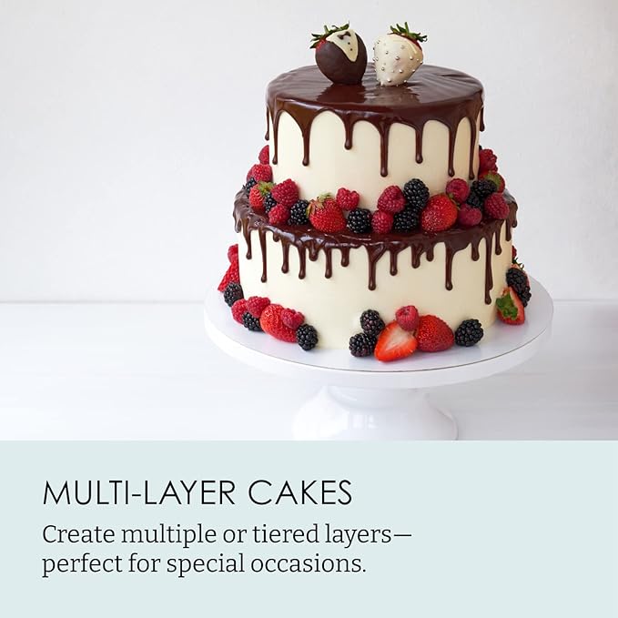 Chicago Metallic Professional 3-Piece Round Cake Pan Set - 6, 8, and 10 Inch Nonstick Carbon Steel Baking Pans, 2 Inches Deep, for Layered Celebration Cakes and Tiered Desserts