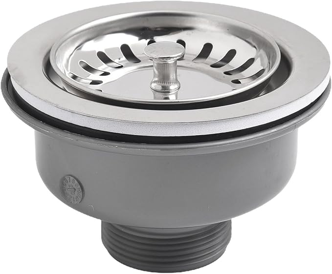 Stainless Steel Sink Drain Strainer with Double Filtering Design, 110mm Diameter Kitchen Basin Trap for Debris and Hair Catching, Durable PP and PVC Plumbing Fixture