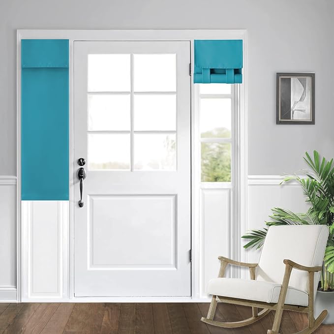 WdFour Classroom Door Window Cover,Blackout Shades for Classroom Windows and Doors，Privacy,Room Darkening Design Blocks Views, Classroom Window Cover Lockdown.12W x 40L Inches, 1 Panel, Teal Blue