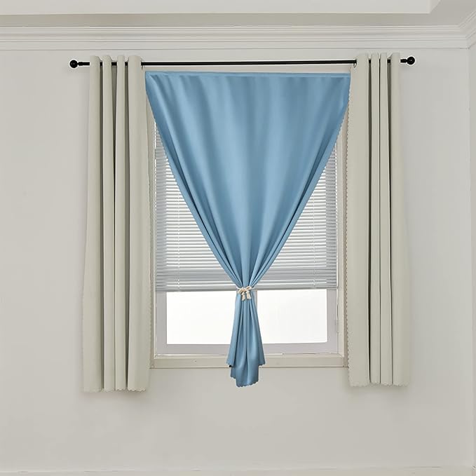 AJAZZ self Adhesive Portable 100% Blackout Curtains Simple and Easy to installBedroom Window Thermal Lnsulated Kitchen Room Darkening Black Small Drapes 1-Pack