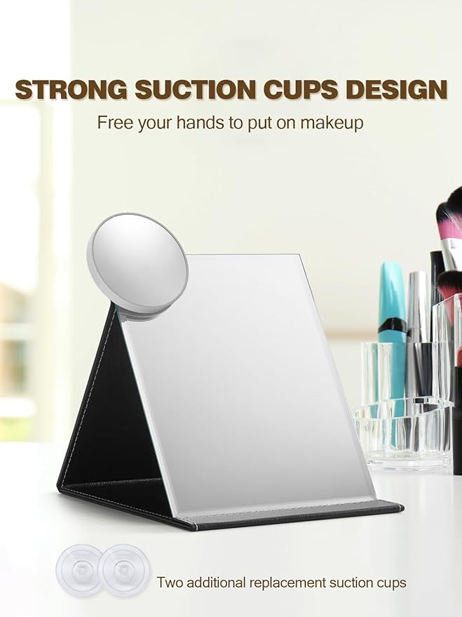 Macaki 10X Magnifying Mirror with 2 Suction Cups, 3.5 inches Magnified Makeup Mirror and Slant Tweezers,Grey,1PC