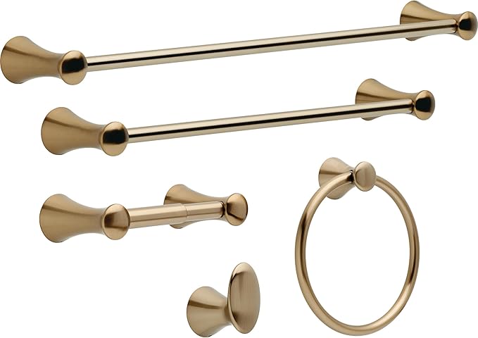Delta Lahara (1-Pack) Hand Towel Holder Champagne Bronze Towel Racks for Bathroom Wall Round Towel Ring Holder for Bath Towel Hanger for Kitchen, Bathroom Accessories 73846-CZ