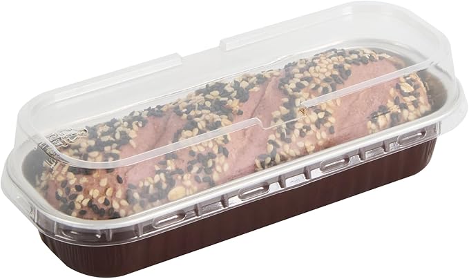 Restaurantware-6.8 Ounce 6.5 X 2.6 X 1.2 Inch Mini Cake Pans, 100 Round Baking Cup - Disposable, With Dome Lids, Coffee Brown Aluminum Cake Pans, Lightweight, For Frosted Mini Desserts
