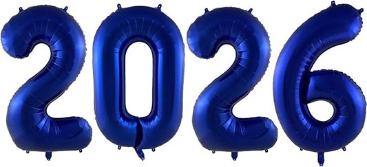 Huge Blue 2026 New Year Balloons 40 Inch Navy Blue 2026 Mylar Foil Helium Number Balloons 2026 Christmas New Year Eve Graduation Party Decorations Supplies