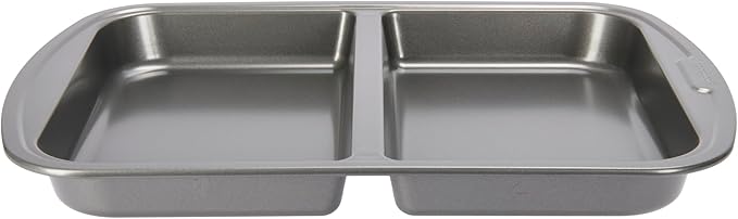 GoodCook Everyday Divided Baking Pan 1.5-Inch Deep 2-Section Non-Stick Scratch-Resistant Carbon Steel Construction for Meal Prepping & Sheet Pan Dinners, 11x15-Inch, Gray