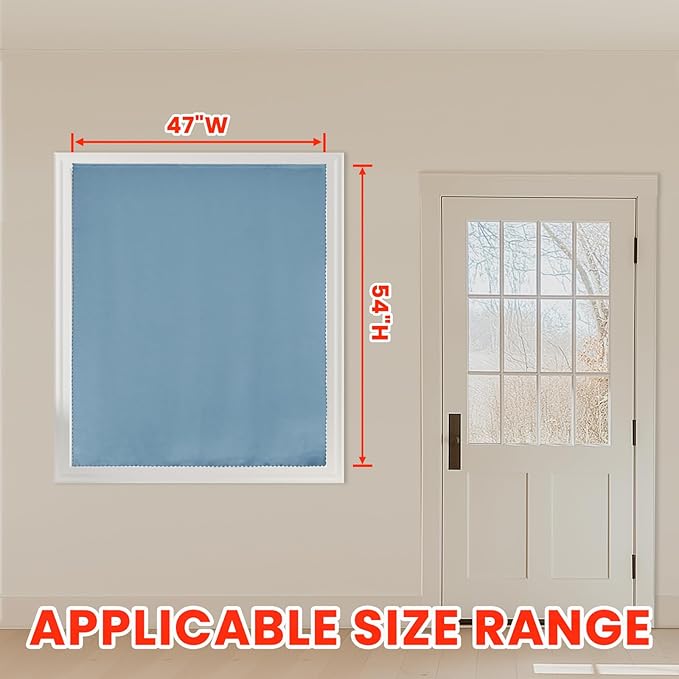 AJAZZ self Adhesive Portable 100% Blackout Curtains Simple and Easy to installBedroom Window Thermal Lnsulated Kitchen Room Darkening Black Small Drapes 1-Pack