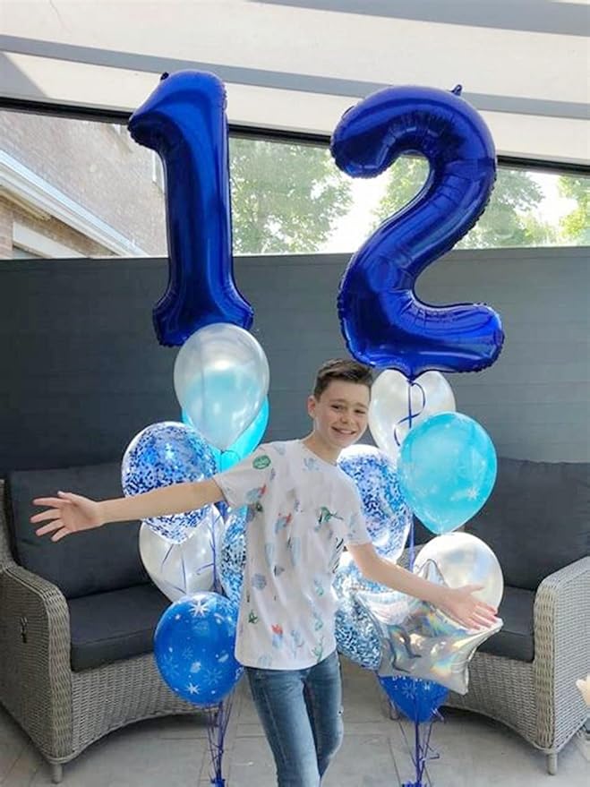 21 Number Balloons, 12 Balloons, 12th Dark Blue Party Decorations 40 In Big 21st for Girl Boys Engagement, Wedding, Celebration Party, Graduations, Photo Shoot