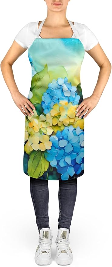 Caroline's Treasures Hydrangeas in Watercolor Apron Cooking Kitchen Server Baking Crafts Gardening for Adult Women Men, Unisex, Large, Multicolor