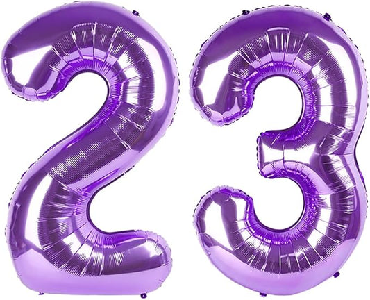 Big 23 Balloons Number, 40 Inch 32 Balloon for Women Men, Purple Number Ballons for Party Birthday, Photo Prop, Wedding, Celebration, Graduation