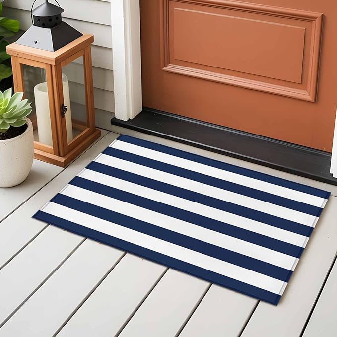 Area Rug 2x3ft, Nautical Black and White Stripes Washable Rugs for Living Room Bedroom, Striped Soft Non-Slip Area Rugs Rectangle Floor Carpet for Dining Room