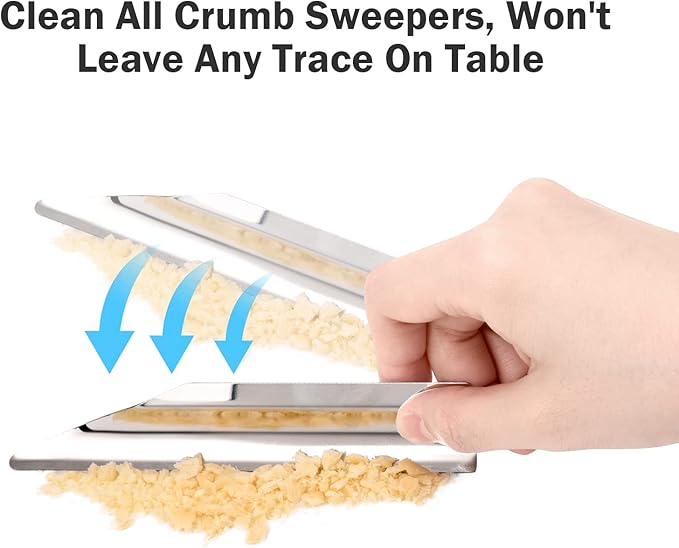 Table Crumb Sweeper, Crumb Sweeper for Tablecloth, Crumb Scraper Cumb Catcher on Table, Server Tools Stainless Steel Crumbers for Servers, Waiters and Waitresses (1 PACK, Pure Silver)