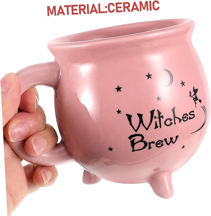 Didiseaon Ceramic Cauldron Mug for Halloween Unique Witch Mug for Drinks Spooky Decorative Cup for Home Office Cafe for Friends
