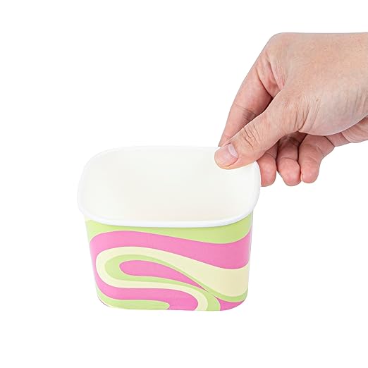 Coppetta 12 Ounce Dessert Cups, 50 Greaseproof Ice Cream Cups - Lids Sold Separately, For Hot And Cold Foods, Pastel Groove Paper Yogurt Bowls, Disposable, Sturdy - Restaurantware