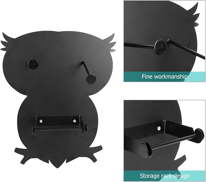 BESPORTBLE Owl-Shaped Iron Tissue Rack Paper Towel Holder with Smooth Finish Space-Saving Bathroom and Kitchen Storage Stand for Home Office Decor