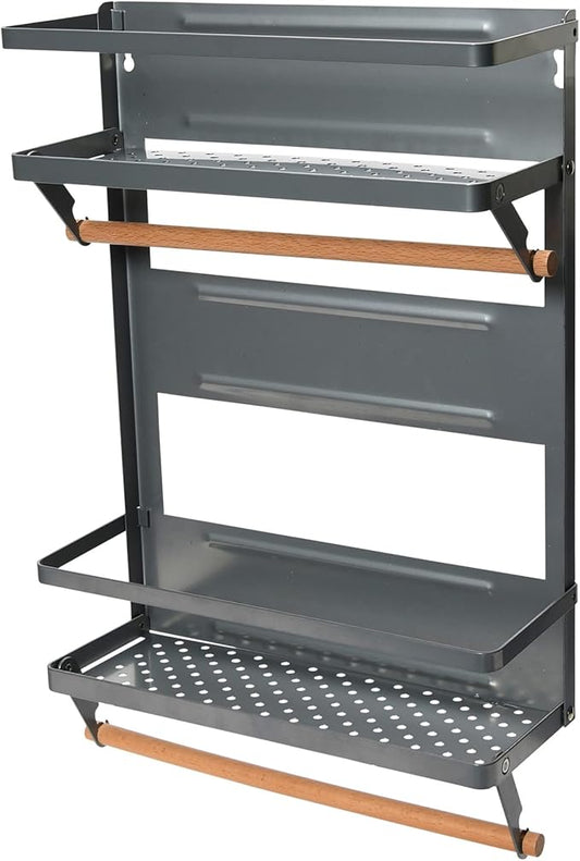 Household Essentials Metal Magnetic Organizer with Paper Towel Holder, Grey