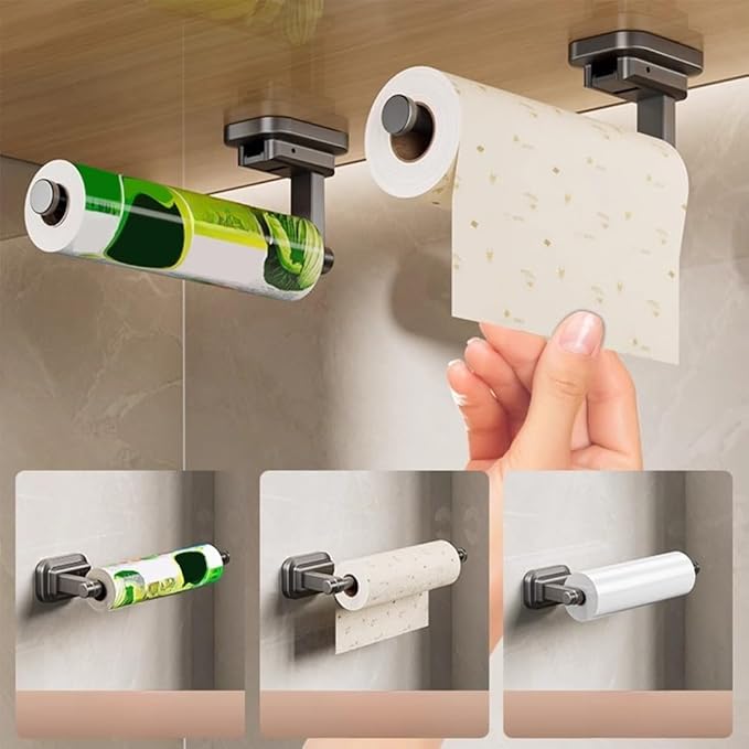 Strong Suction Cup Paper Towel Holder for Kitchen, Bathroom, or RV Wall Mount, Space Saving Tissue Roll Dispenser for Various Surfaces (2 Pcs)