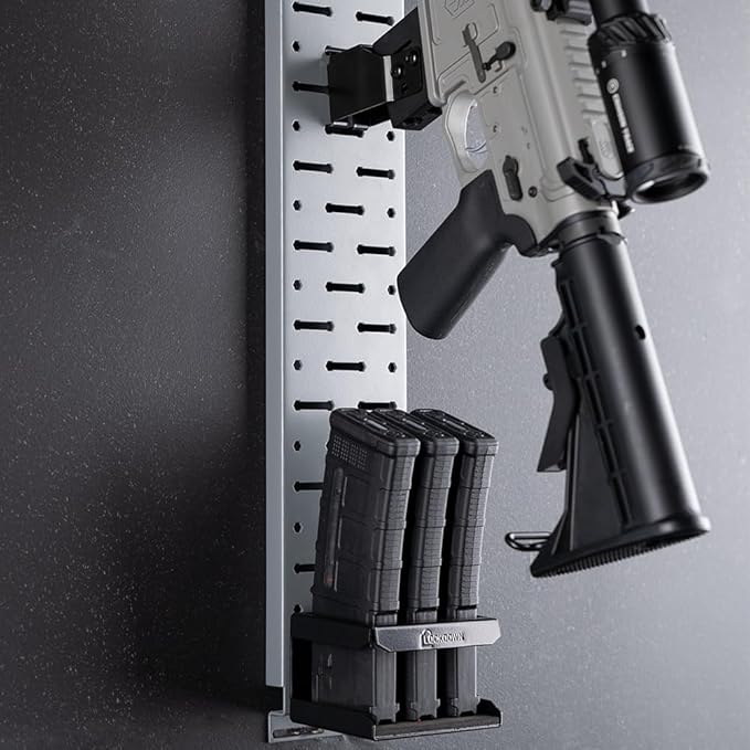 Lockdown Securewall MSR15 Magazine Rack with 3 Mag Capacity, Powder Coating, and Universal Fit for Organization, Gun Room, Storage