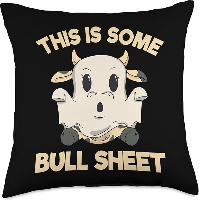 Bull Sheet Ghost Cow Halloween Funny This Is Bull Sheet Throw Pillow