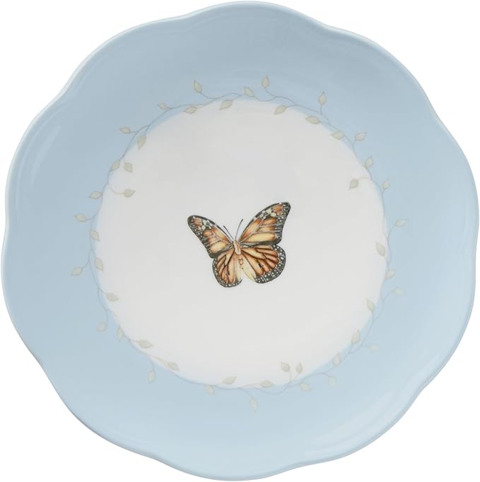 Lenox Dessert Plate Set, Lenox Butterfly Meadow Collection 4-Piece Dessert Porcelain Plates Set, Service For 4, Dishwasher & Microwavable Plate, Small Plates, 8 x 8-Inch, Spring Dishes (4 Piece)