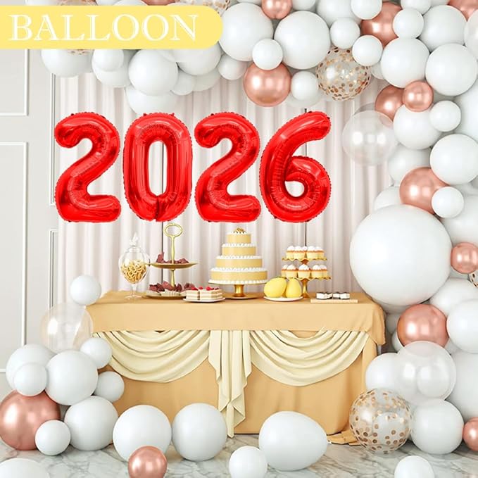 2026 Balloons, 2026 Balloon Numbers 40 Inch Graduation Balloons Class Of 2026 Red Balloons, New Years Balloon, 2026 Graduation Balloon Decorations Class Of 2026 Grade Party Decorations