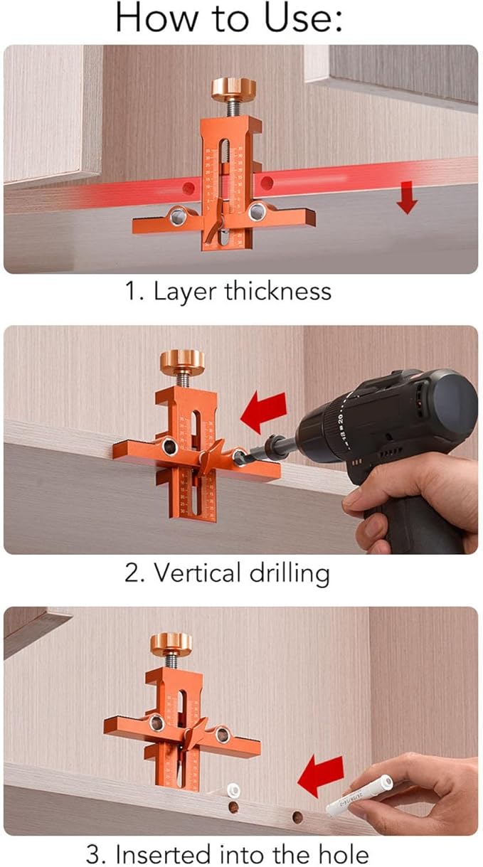 ViaGasaFamido Cabinet Door Mounting Fixture, Adjustable Aluminum Alloy Positioner for Installation of Cabinets, Kitchens and Bathrooms