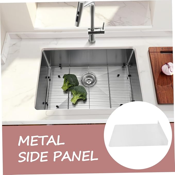 jojofuny 2pcs Wall Mounted Stainless Steel Splash Guard Kitchen Sink Side Splatter Shield Easy Installation Cleaning Prevents for Home Use