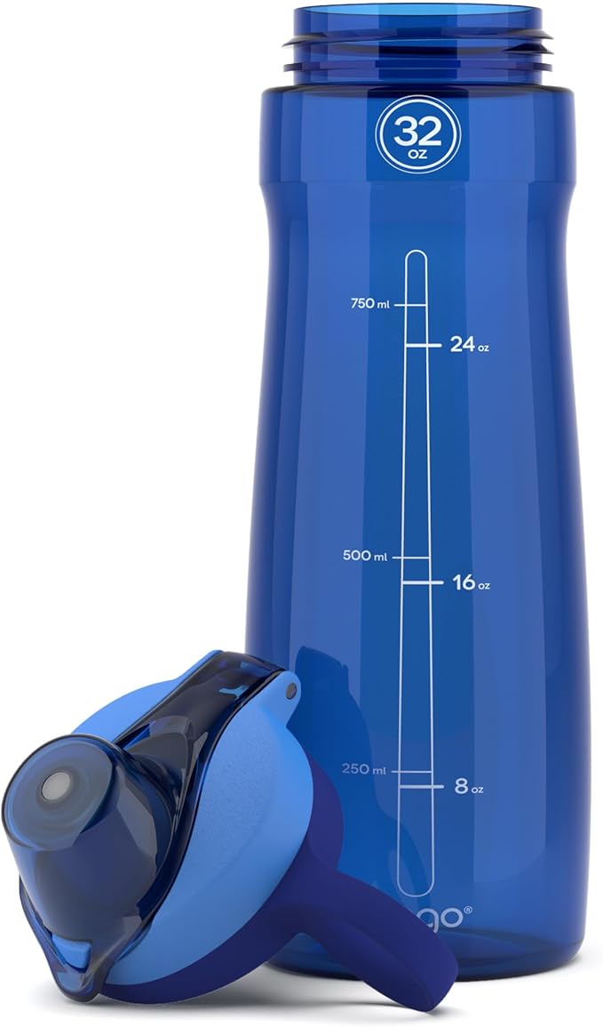 Pogo Plastic Water Bottle with Chug Lid and Carry Handle, Reusable, BPA Free, Dishwasher Safe, Perfect for Travel, School, Outdoors, and Gym | 18oz, 32oz, 40oz, 64oz