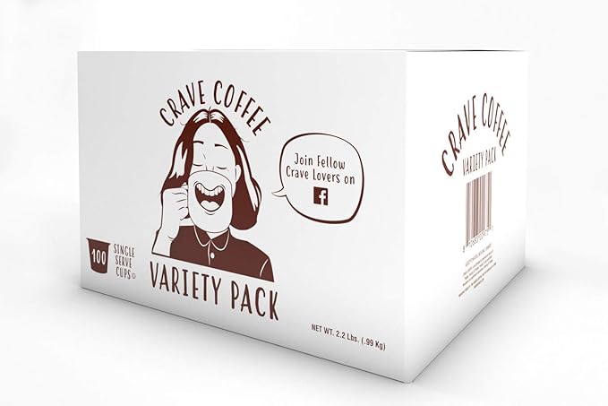 Crave Beverages Flavored Coffee Pods Sampler, Compatible with 2.0 K-Cup Brewers, Single Serve Assorted Variety Pack, 100 Count