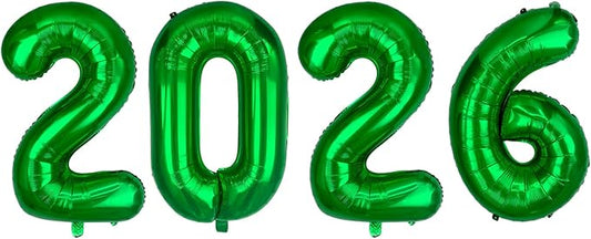 Huge Dark Green 2026 New Year Balloons 40 Inch 2026 Emerald Green Mylar Foil Helium Number Balloons 2026 Christmas New Year Eve Graduation Party Decorations Supplies