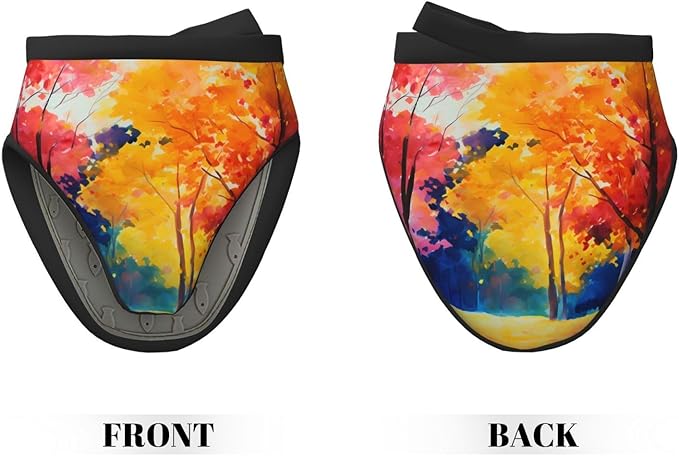 1 Pcs Mini Silicone Oven Mitts Autumn Trees Heat Resistant Grilling Gloves with Hanging Loop, Fall Leaf Short Kitchen Mittens for Cooking Baking BBQ