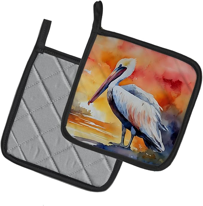 Caroline's Treasures Pelican Pair of Pot Holders Kitchen Heat Resistant Pot Holders Sets Oven Hot Pads for Cooking Baking BBQ, 7 1/2 x 7 1/2