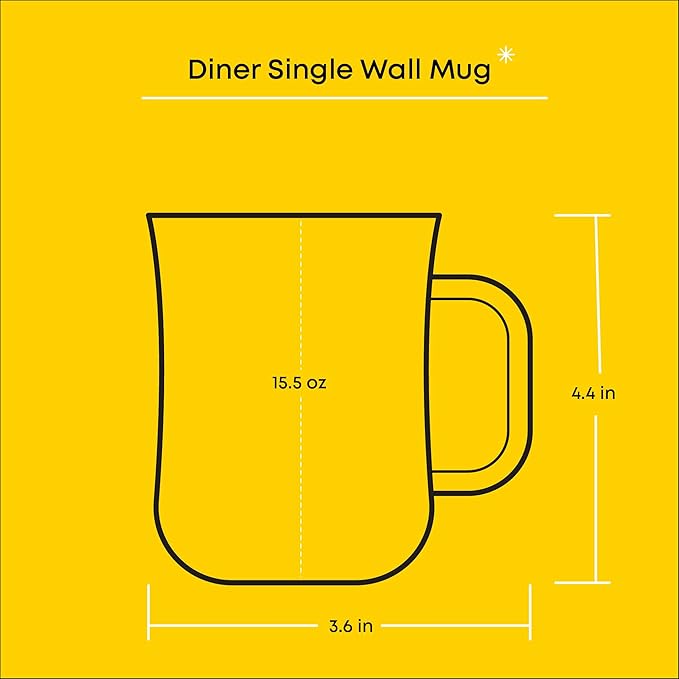 JoyJolt Glass Coffee Cups - 15.5oz Diner Coffee Mug Set of 4. Clear Coffee Mugs, Cappuccino & Latte Glasses