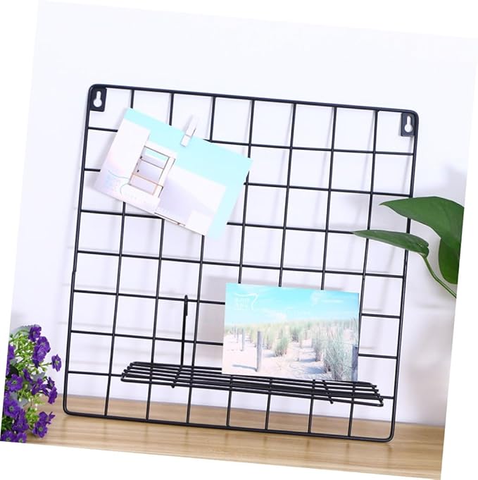 2Pcs Wire Grid Panel Shelf Set Black Metal Storage Baskets for Wall Organizing for Kitchen Bathroom and Home Decor