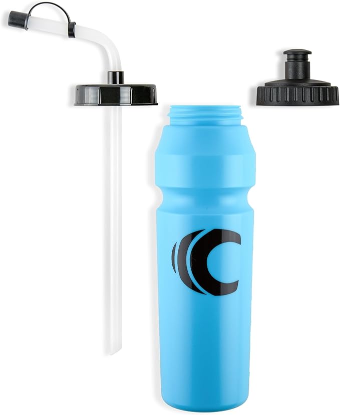 Cannon Sports 1 Liter Sports Water Bottle, BPA-Free, 34 Oz Capacity, Large Mouth, 2 lids (Straw and Squeeze), Great For Helmet Sports Such As Hockey, Lacrosse, Football, Boxing (Light Blue)