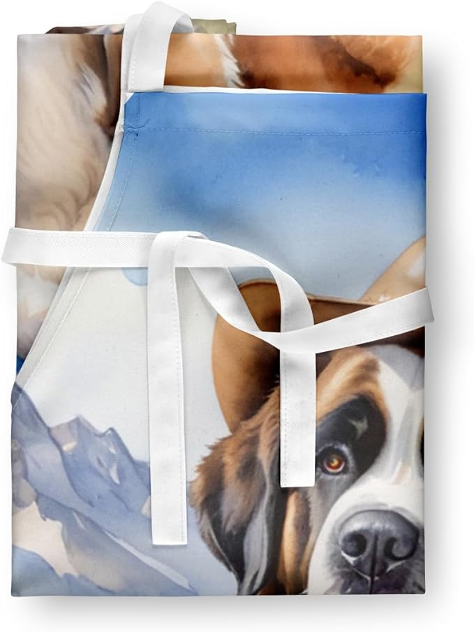 Caroline's Treasures Saint Bernard Cowboy Welcome Apron Cooking Kitchen Server Baking Crafts Gardening for Adult Women Men, Unisex, Large, Multicolor