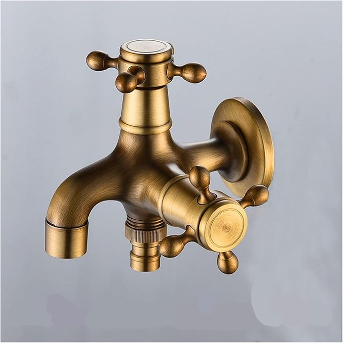 LESANGBAIHUODIAN Wall Mounted Faucet Brass Single Cold Sink Tap Vintage Water Tap Fit for Bathroom Washing Machine Sink Mop Pool Outdoor Garden (Color : Dual Use)