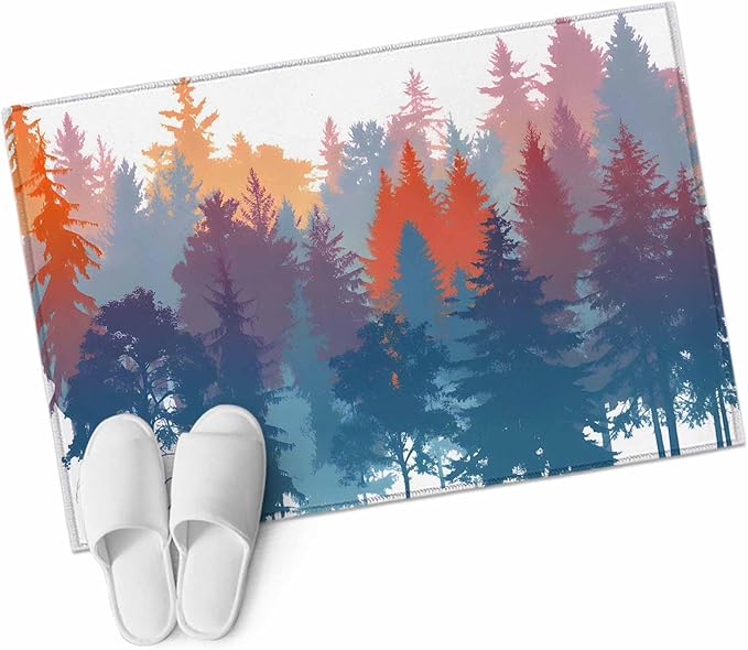 Area Rug 2x3ft, Abstract Trees Forest Silhouette Washable Rugs for Living Room Bedroom, Natural Scene Plants Soft Non-Slip Area Rugs Rectangle Floor Carpet for Dining Room