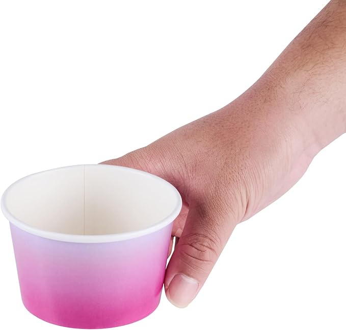 Coppetta 8 Ounce Dessert Cups, 50 Greaseproof Ice Cream Cups - Lids Sold Separately, For Hot And Cold Foods, Purple And Blue Ombre Paper Yogurt Bowls, Disposable, Sturdy - Restaurantware