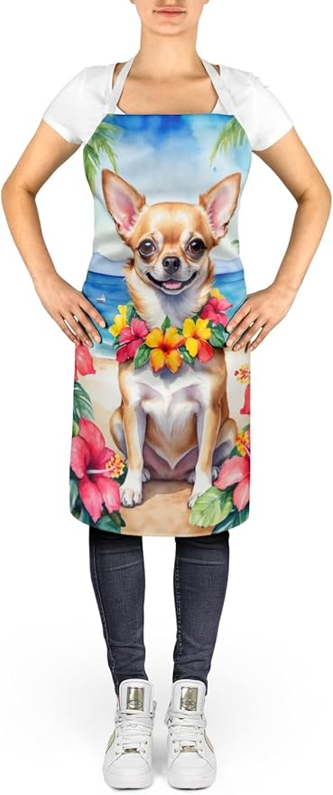 Caroline's Treasures Chihuahua Luau Apron Cooking Kitchen Server Baking Crafts Gardening for Adult Women Men, Unisex, Large, Multicolor