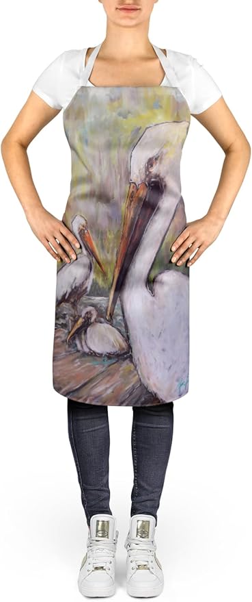 Caroline's Treasures Three Pelicans on a Pier Apron Cooking Kitchen Server Baking Crafts Gardening for Adult Women Men, Unisex, Large, Multicolor