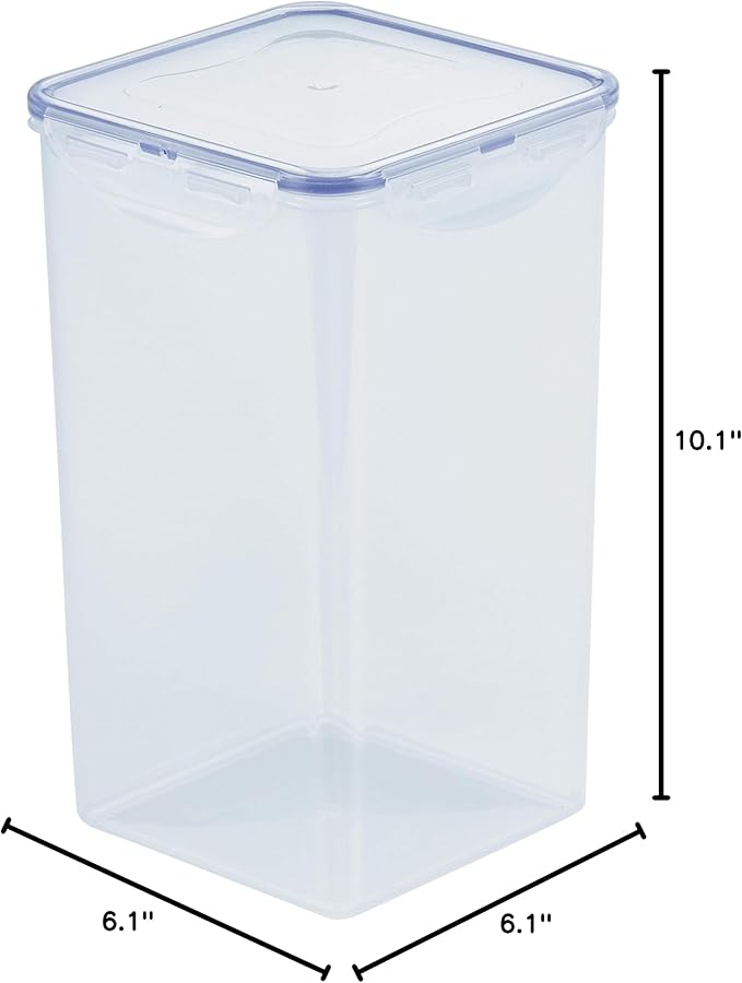 LOCK & LOCK Easy Essentials Food lids/Pantry Storage/Airtight containers, BPA Free, Square-16.9 Cup-for Chips, Clear (Pack of 3)