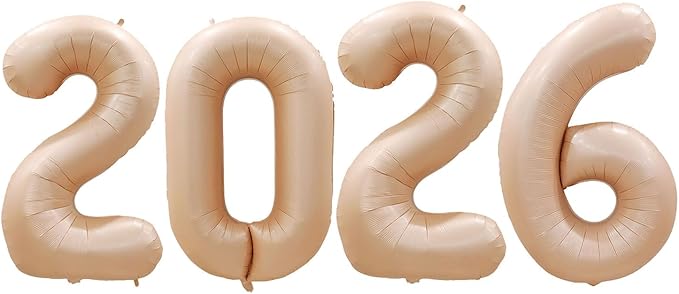 GOER 42 Inch 2026 Caramel Foil Number Balloons for 2026 New Year Eve Festival Party Supplies Graduation Decorations