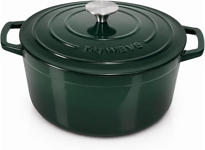 Nuwave 6QT Healthy Enameled Cast Iron Dutch Oven Pot with Lid, Heavy Duty 7-Layer Enamel, Enhanced Rust Protection, Dual Handles, Oven Safe to 500°F for Sourdough Bread Baking, Braise, Stew, Roast