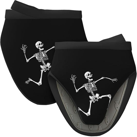 2 Pcs Mini Silicone Oven Mitts Dancing Skull Heat Resistant Grill Gloves with Hanging Loop, Hippie Skeleton Little Kitchen Mittens for Cooking Baking BBQ